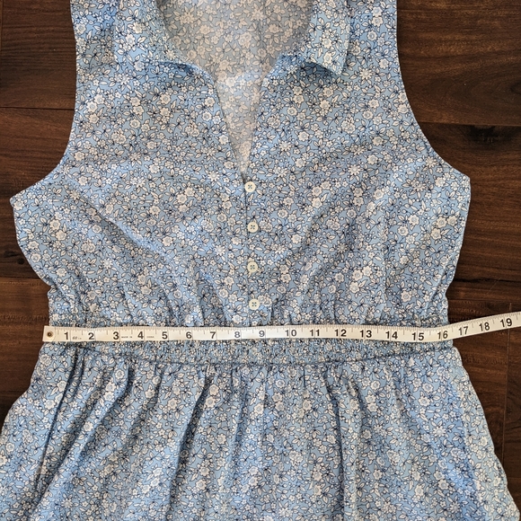 J. Crew Sleeveless Blue Floral Shirred-Waist Midi Dress - Picture 8 of 8